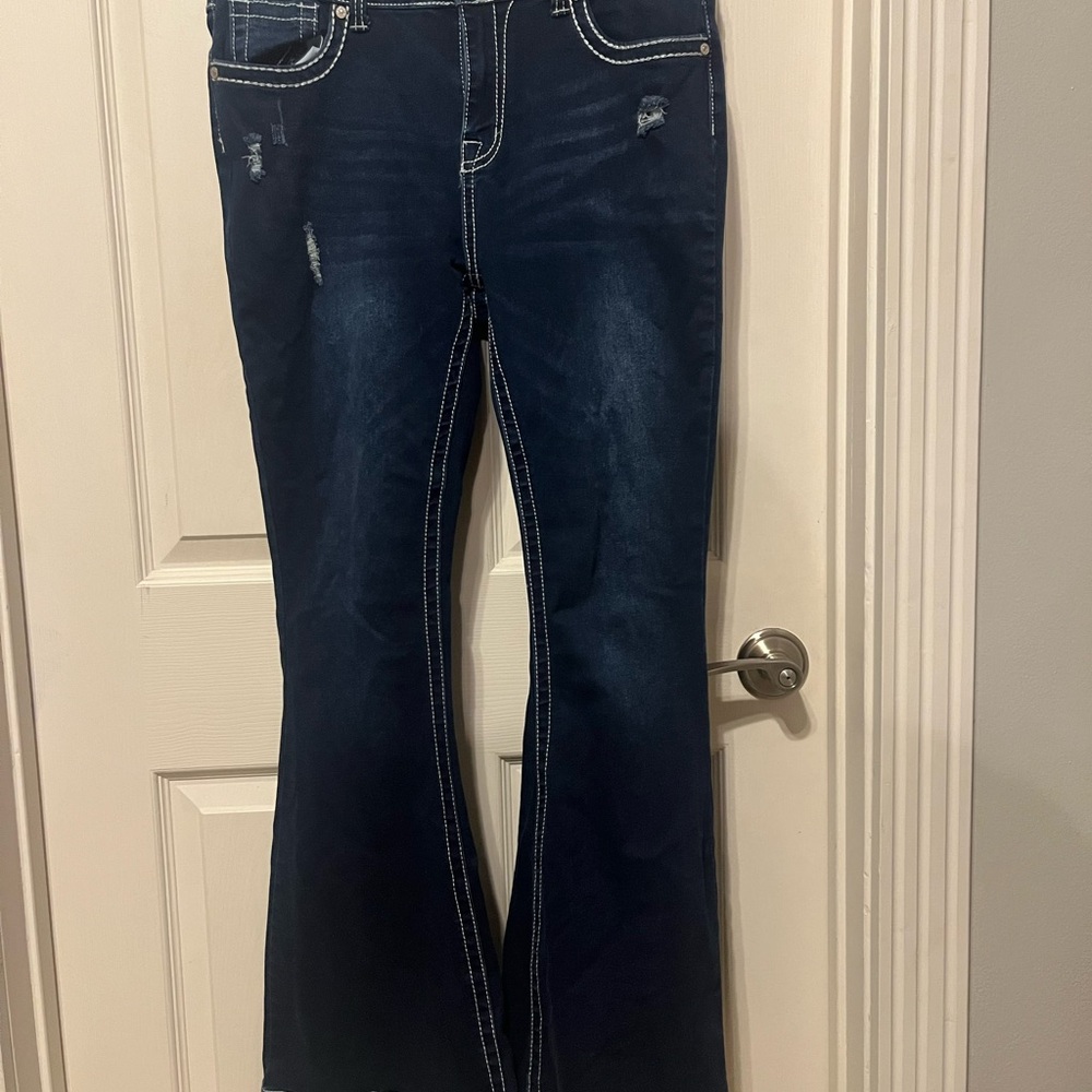 BAMBOO Dark Blue Flare Jeans